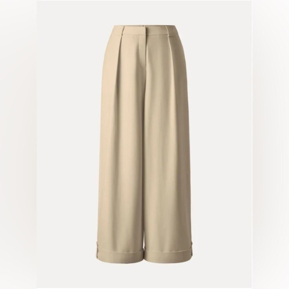 OGL Wide Leg Trouser XS Pale Gold NWT Stretch Workwear Chic